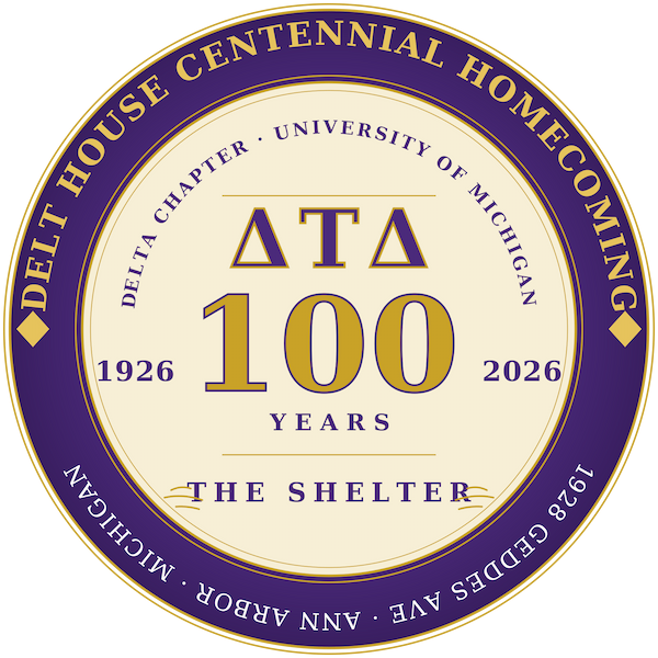 Delt House Centennial Homecoming badge