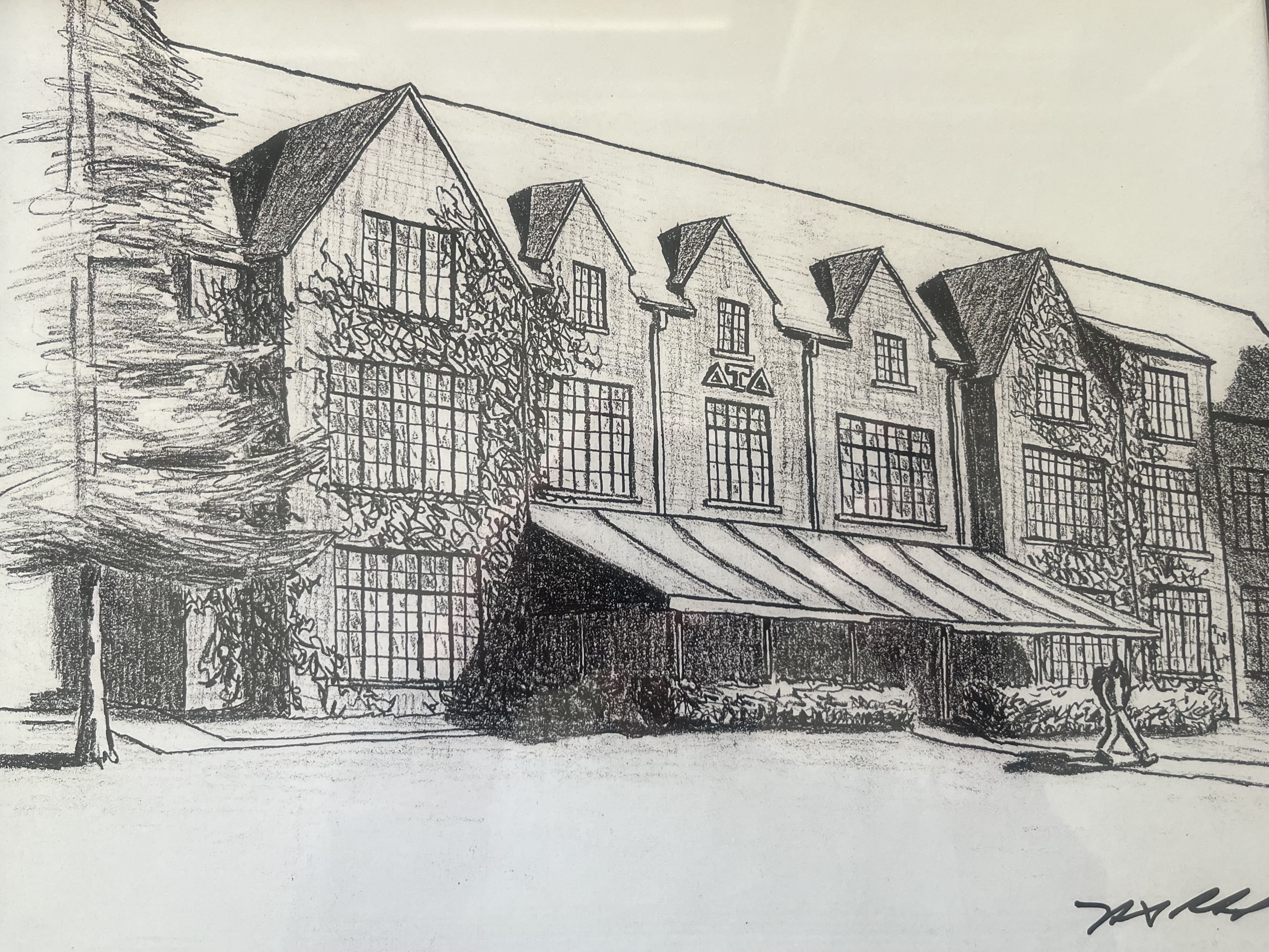 Pencil sketch of the shelter